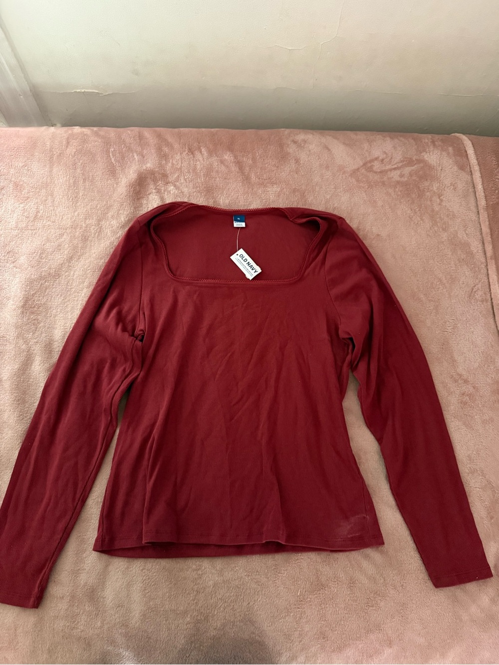 Old Navy Women's Long-Sleeve Square Neck Top - Wine Red